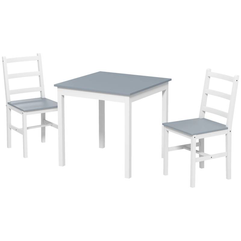 HOMCOM Essgruppe mit 2 Stühle Kiefernholz Grau 75L x 75B x 73H cm von HOMCOM