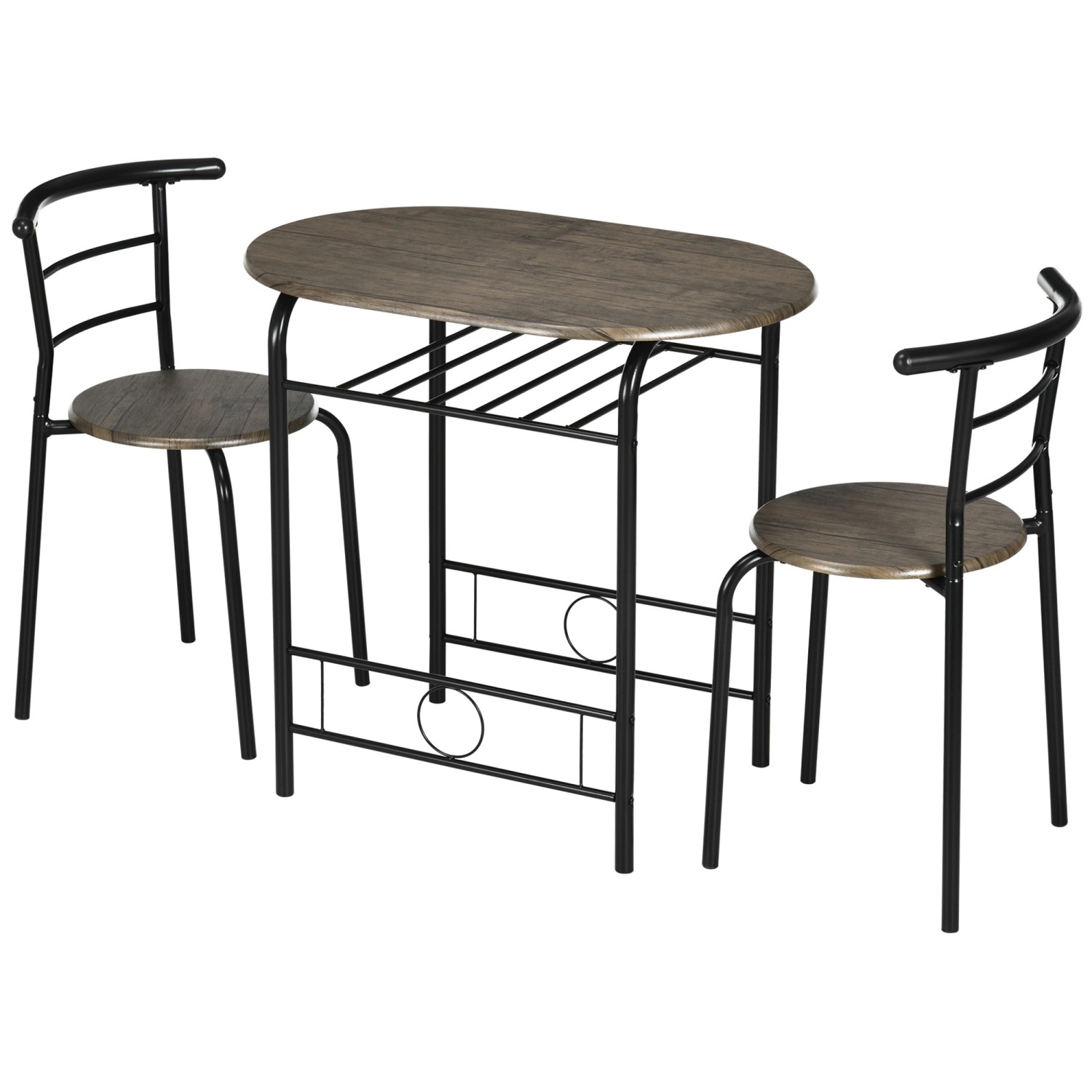 HOMCOM Essgruppe mit 2 Stühlen MDF Metall Schwarz 80L x 53B x 74,5H cm HOMCOM Essgruppe mit 2 Stühlen MDF Metall Schwarz 80L x 53B x 74,5H cm von HOMCOM