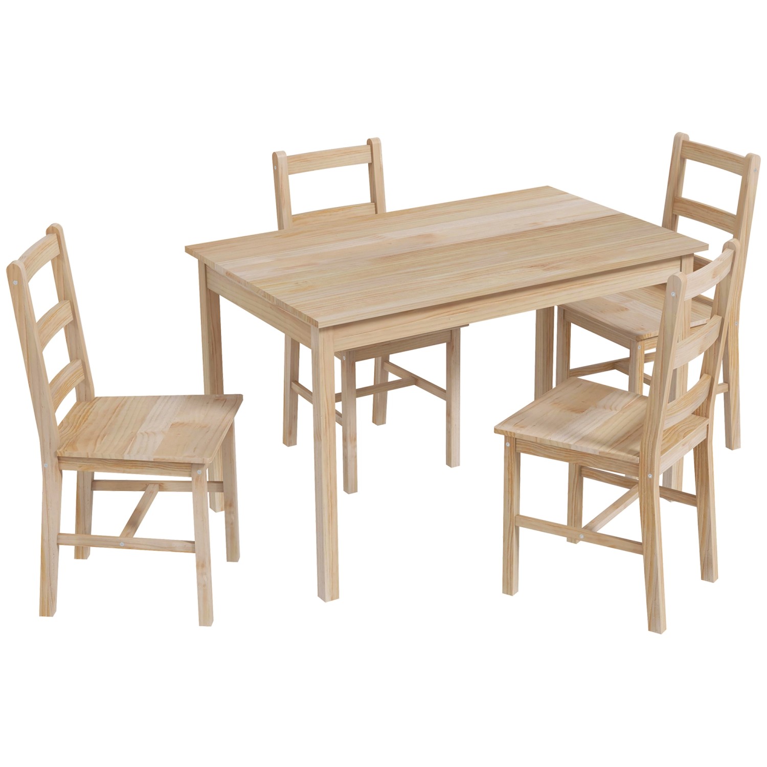 HOMCOM Essgruppe mit 4 Stühlen Kiefer Naturholz 118L x 73B x 75H cm HOMCOM Essgruppe mit 4 Stühlen Kiefer Naturholz 118L x 73B x 75H cm von HOMCOM