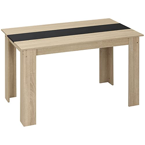 HOMCOM Esstisch, modernes Design, mit großer Tischplatte für 2-4 Personen, aus Spanplatten, Maße: 120 x 69 x 75 cm, Schwarz und Natur von HOMCOM