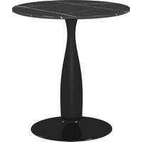 HOMCOM Esstisch, Runder Küchentisch, Moderner Esszimmertisch Kaffeetisch mit Stahlgestell, Bartisch für 2 Personen, Ø70 x 74 cm, Schwarz   Aosom von HOMCOM