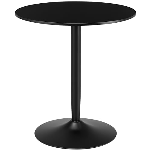 HOMCOM Esstisch 70 x 70 cm rund Küchentisch für 2 Personen Esszimmertisch mit Stahlbein, Rutschfester Fußauflage Säulentisch moderner Kaffeetisch für Küche, Esszimmer und Wohnzimmer Schwarz von HOMCOM