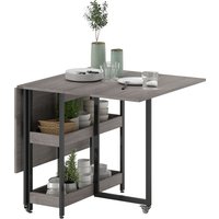 HOMCOM Esstisch Klappbar Küchentisch für 2-4 Personen mit 2 Offenen Ablagen, Mobiler Esszimmertisch Klapptisch für Kleine Räume, Esszimmer, Küche 133,4 x 80 x 75 cm Grau   Aosom von HOMCOM
