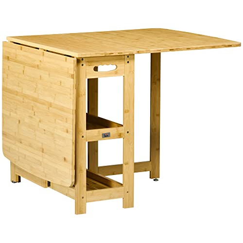 HOMCOM Klappbarer Esstisch Klapptisch für 6 Personen mit Ablagen Küchentisch Esszimmertisch für Kleine Räume, Küche, Esszimmer 149,5 x 80 x 73,5 cm Natur HOMCOM Klappbarer Esstisch Klapptisch für 6 Personen mit Ablagen Küchentisch Esszimmertisch für Kleine Räume, Küche, Esszimmer 149,5 x 80 x 73,5 cm Natur von HOMCOM