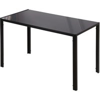 HOMCOM Esstisch Küchentisch für 4 Personen, Esszimmertisch, Wohnzimmertisch mit Tischplatte aus Hartglas, für Küche, Esszimmer, Metall, Schwarz, 120 x 60 x 75 cm von HOMCOM