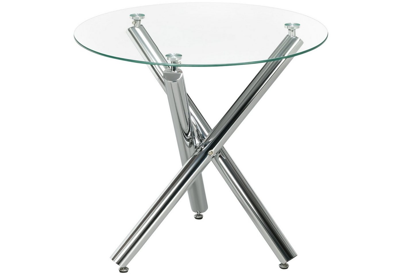 HOMCOM Esstisch Küchentisch mit verstellbaren Füße (Glastisch, 1-St., Esszimmertisch), Transparent Ø80 x 74 cm von HOMCOM