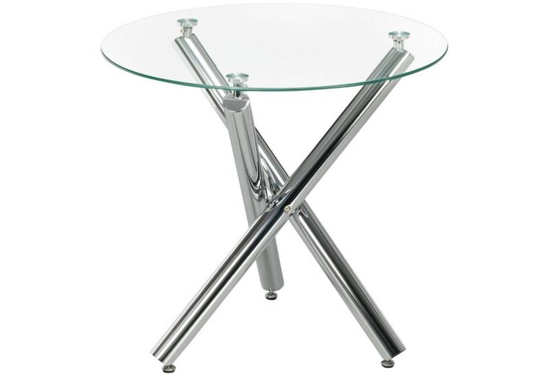 HOMCOM Esstisch Küchentisch mit verstellbaren Füße (Glastisch, 1-St., Esszimmertisch), Transparent Ø80 x 74 cm von HOMCOM