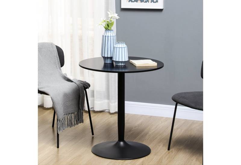 HOMCOM Esstisch Moderner Küchentisch mit Stahlfuß (Küchentisch, 1-St., Esszimmertisch), für Wohnzimmer, Ø70 x 75 cm, Schwarz von HOMCOM