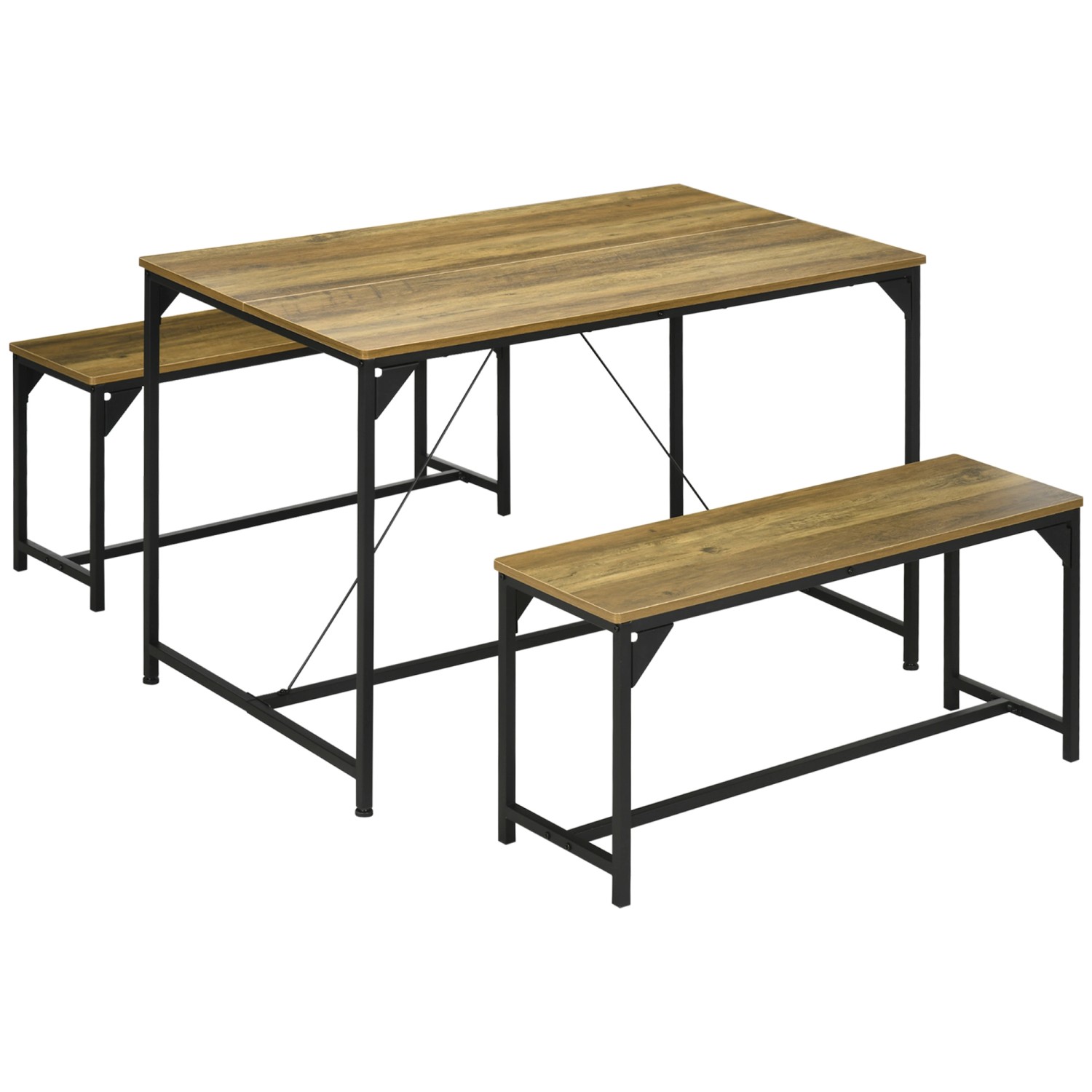 HOMCOM Esstisch Set Spanplatte Stahl Naturholz 120L x 70B x 75H cm von HOMCOM