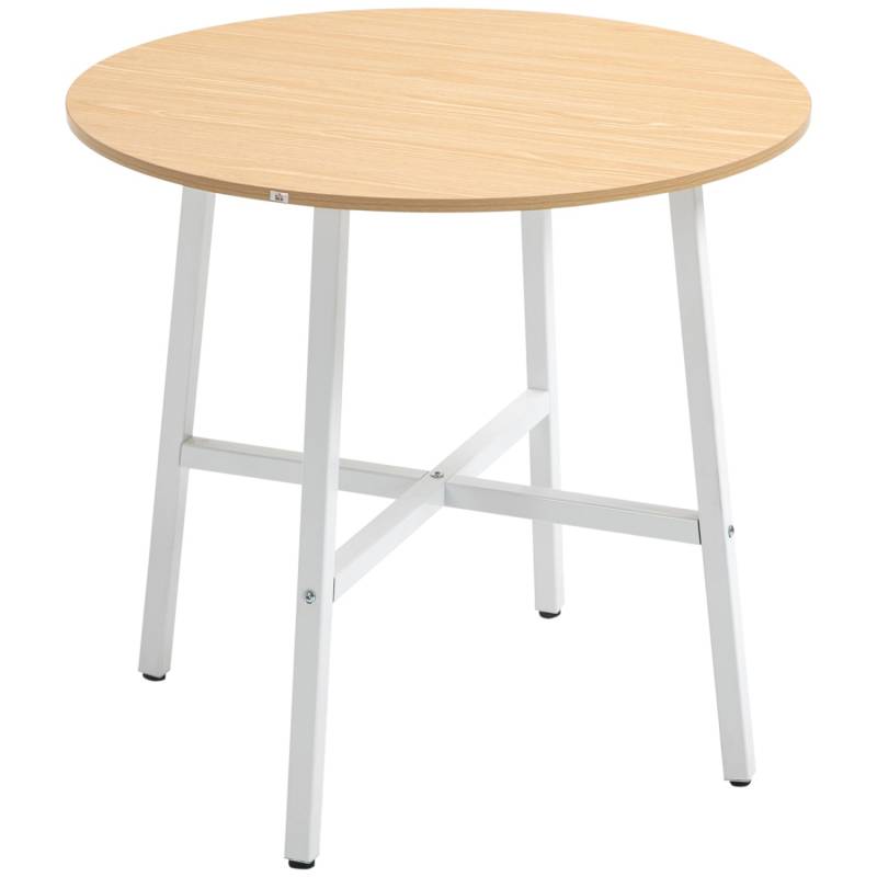 HOMCOM Esstisch Spanplatte Stahl Naturholz 80L x 80B x 76H cm von HOMCOM