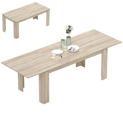 HOMCOM Esstisch ausziehbar 180-260 x 90 cm Küchentisch für 8-10 Personen, moderner Esszimmertisch für kleine Räume, Esszimmer, Eiche von HOMCOM