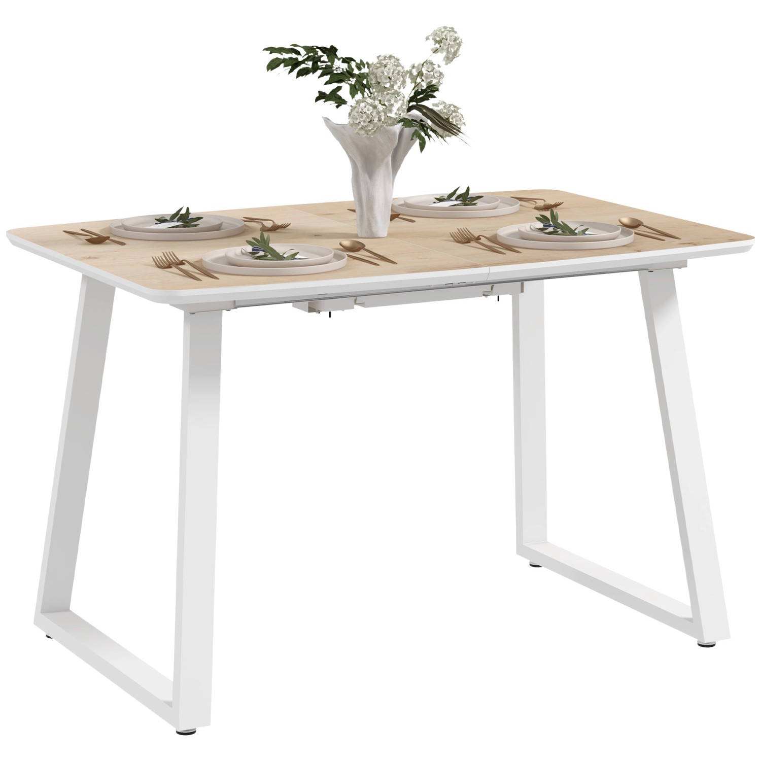 HOMCOM Esstisch für 4-6 Personen MDF Stahl Eiche 160L x 80B x 76H cm von HOMCOM