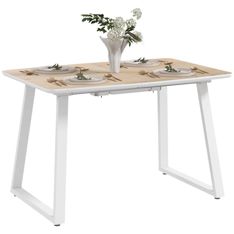 HOMCOM Esstisch für 4-6 Personen MDF Stahl Eiche 160L x 80B x 76H cm von HOMCOM