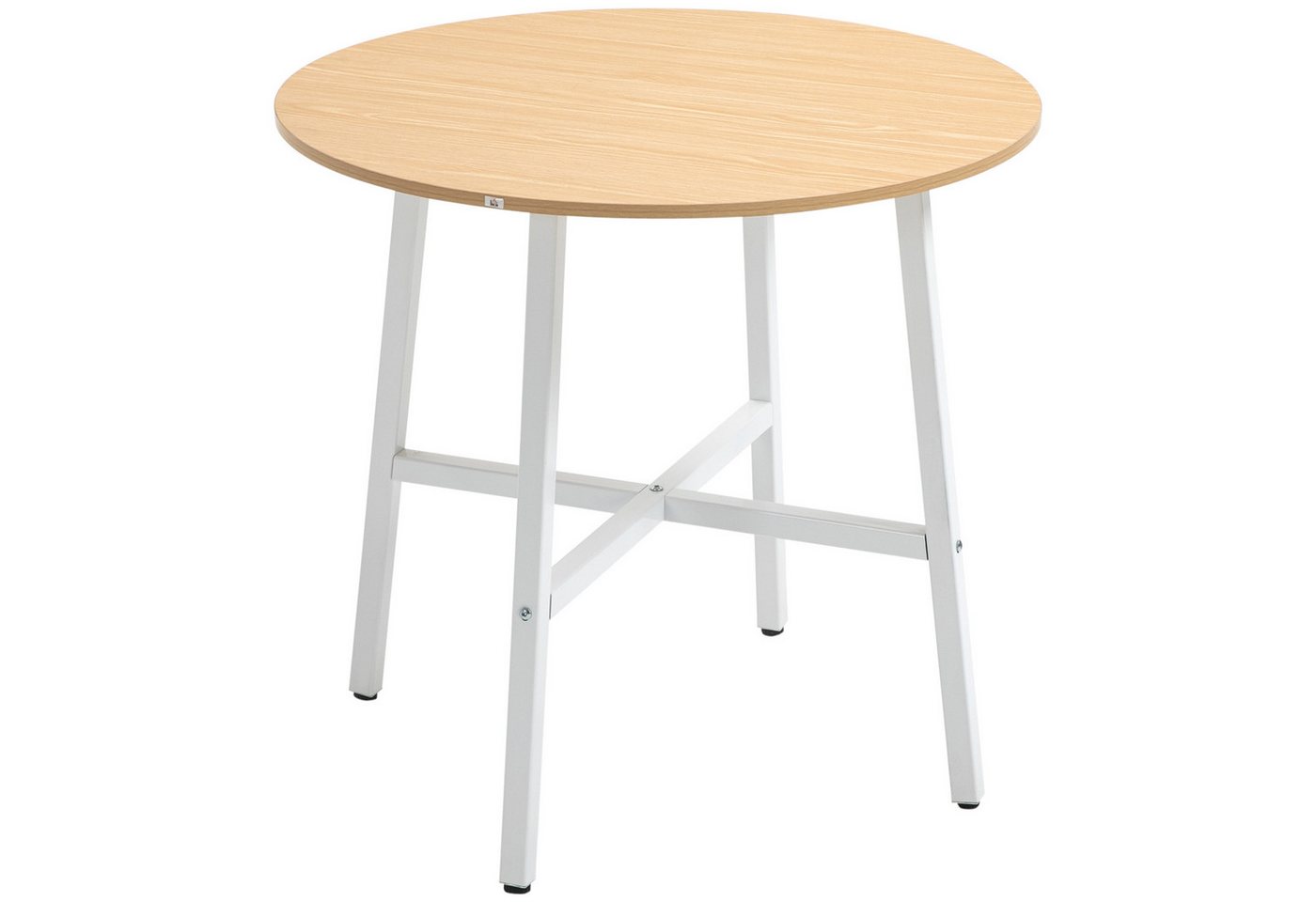 HOMCOM Esstisch für 4 Personen (Küchentisch, 1-St., Wohnzimmertisch), für Esszimmer, Küche, Stahl, Naturholz, 80 x 80 x 76 cm von HOMCOM