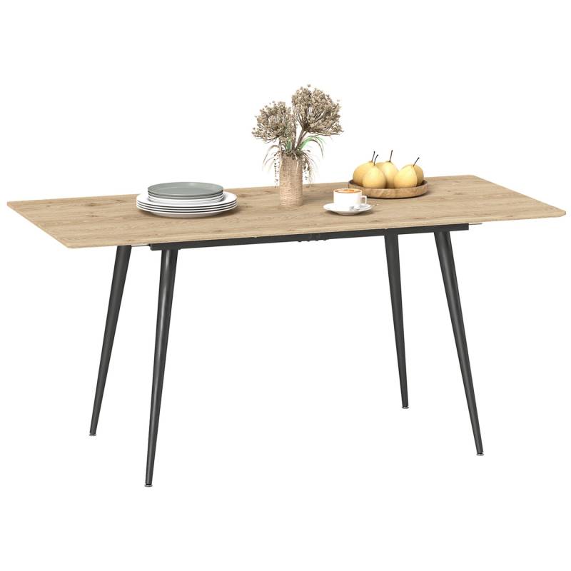 HOMCOM Esstisch für 6-8 Personen MDF Stahl Naturholz 160L x 75B x 77H cm von HOMCOM