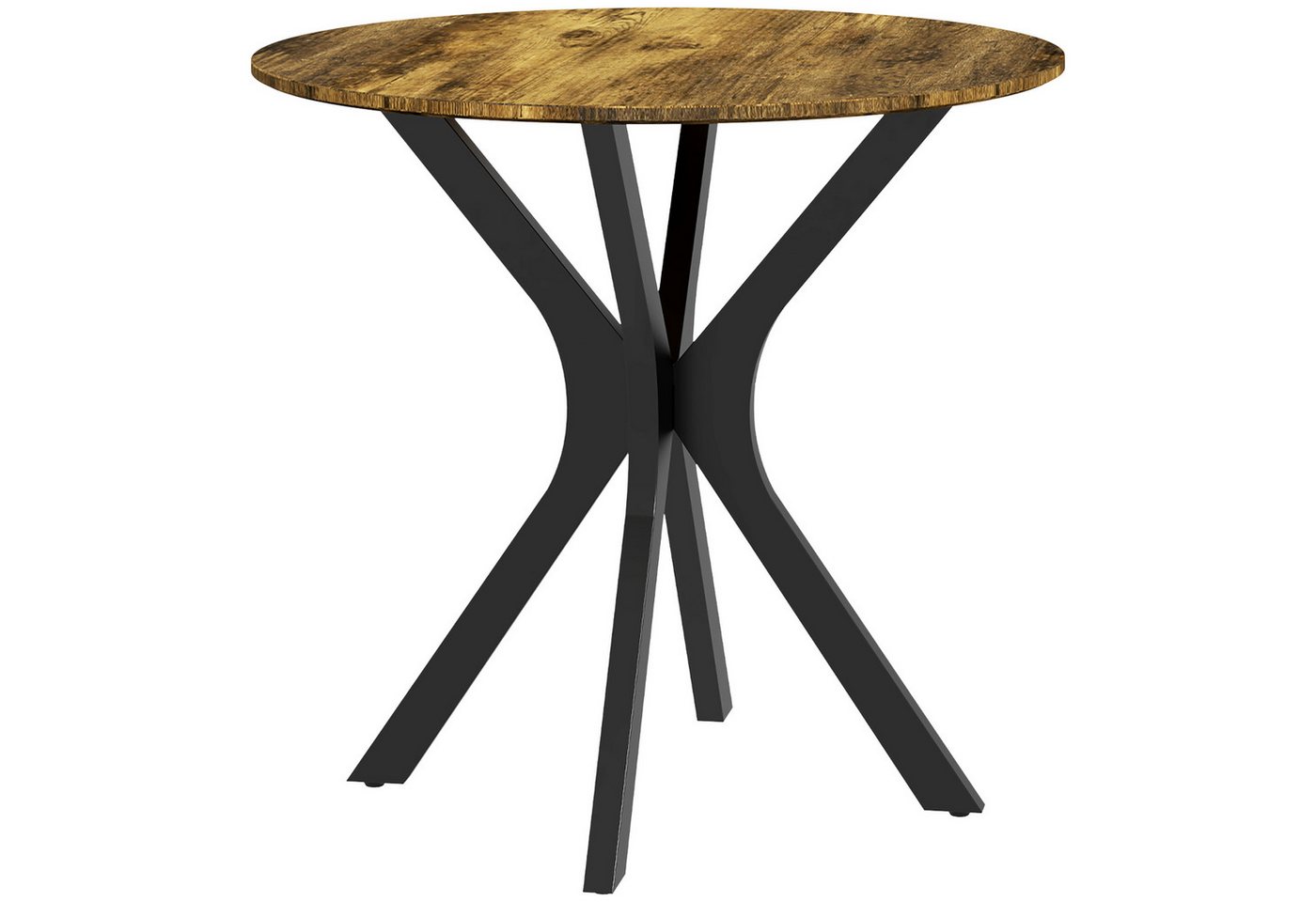 HOMCOM Esstisch mit Spider-Stahlgestell (Esszimmertisch, 1-St., Runder Küchentisch), für 2 Personen, Ø78 x 75 cm, Rustikales Braun von HOMCOM