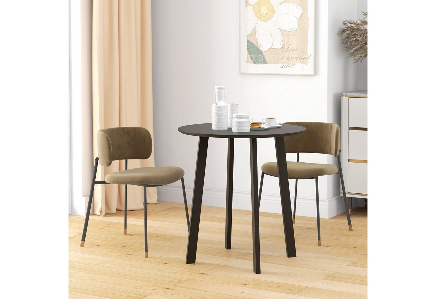 HOMCOM Esstisch mit abgeschrägten Beinen, Modernes Design (Esszimmertisch, 1-St., Küchentisch), Schwarz 72 x 72 x 75cm von HOMCOM