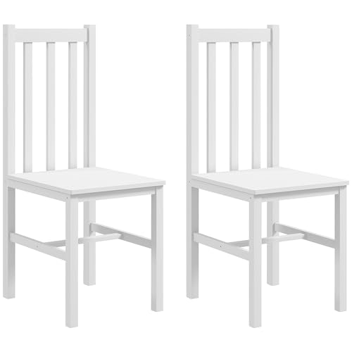 HOMCOM Esszimmerstühle, 2er-Set Essstuhl, Wohnzimmerstuhl bis 120 kg belastbar, Küchenstuhl mit Rückenlehne, für Küche, Esszimmer, Kiefernholz, Weiß HOMCOM Esszimmerstühle, 2er-Set Essstuhl, Wohnzimmerstuhl bis 120 kg belastbar, Küchenstuhl mit Rückenlehne, für Küche, Esszimmer, Kiefernholz, Weiß von HOMCOM