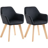 HOMCOM Küchenstühle 2er Set ergonomisch mit verlängerten Armlehnen und Rückenlehne, belastbar bis 120 kg, Polyester und Holz, Schwarz 54x57x80 cm   Aosom.de von HOMCOM