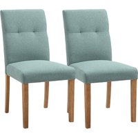 HOMCOM Esszimmerstühle 2er-Set  Gepolsterter Sitz, Polsterstuhl, Küchenstuhl, Leinen-Polyester, Schaumstoff, Gummiholz, Grün  Aosom von HOMCOM