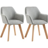 HOMCOM Esszimmerstühle 2er Set Küchenstühle mit Arm- & Rückenlehne, Samtoptik Polsterung, Holzbeine, Grau Aosom HOMCOM Esszimmerstühle 2er Set Küchenstühle mit Arm- & Rückenlehne, Samtoptik Polsterung, Holzbeine, Grau Aosom von HOMCOM