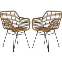 HOMCOM Esszimmerstühle 2er Set Küchenstühle mit Rückenlehne in Rattanoptik, Wohnzimmerstuhl aus Stahl, hellbraun Aosom.de HOMCOM Esszimmerstühle 2er Set Küchenstühle mit Rückenlehne in Rattanoptik, Wohnzimmerstuhl aus Stahl, hellbraun Aosom.de von HOMCOM