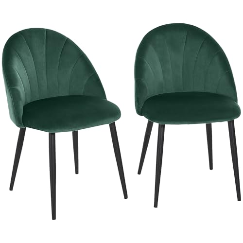 HOMCOM Esszimmerstühle 2er Set Küchenstuhl mit muschelförmiger Rückenlehne, Samtoptik, Sessel Polsterstuhl mit Fußpolster, Stühle, Wohnzimmerstuhl mit Stahlbeine für Esstisch, Grün HOMCOM Esszimmerstühle 2er Set Küchenstuhl mit muschelförmiger Rückenlehne, Samtoptik, Sessel Polsterstuhl mit Fußpolster, Stühle, Wohnzimmerstuhl mit Stahlbeine für Esstisch, Grün von HOMCOM