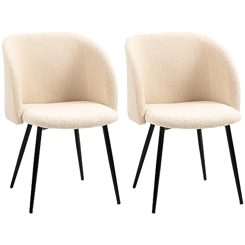HOMCOM Esszimmerstühle 2er Set Küchenstuhl mit Rückenlehne, Lammwoll-Optik, modern Polsterstuhl mit Stahlbeine Armlehne, Armlehnstuhl für Esstisch, Eckstuhl für Lounge Wohnzimmer Esszimmer, Cremeweiß HOMCOM Esszimmerstühle 2er Set Küchenstuhl mit Rückenlehne, Lammwoll-Optik, modern Polsterstuhl mit Stahlbeine Armlehne, Armlehnstuhl für Esstisch, Eckstuhl für Lounge Wohnzimmer Esszimmer, Cremeweiß von HOMCOM