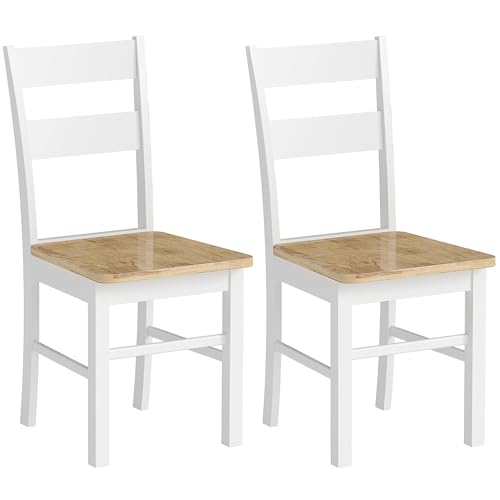 HOMCOM Esszimmerstühle 2er Set Küchenstuhl mit Rückenlehne, Armlose Stühle, Wohnzimmerstuhl aus Holz für Esstisch, Eiche HOMCOM Esszimmerstühle 2er Set Küchenstuhl mit Rückenlehne, Armlose Stühle, Wohnzimmerstuhl aus Holz für Esstisch, Eiche von HOMCOM
