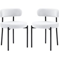 HOMCOM Esszimmerstühle 2er Set Küchenstuhl mit Rückenlehne, Fleeceoptik, Modern Sessel Polsterstuhl Stühle mit Stahlbeine, für Esszimmer, Esstisch, Cremeweiß   Aosom von HOMCOM