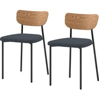 HOMCOM Esszimmerstühle 2er-Set Küchenstuhl mit Rückenlehne, Leinenoptik, Stühle ohne Armlehne, Polsterstuhl mit Stahlbeine, Wohnzimmerstuhl für Esstisch, Grau   Aosom von HOMCOM
