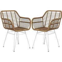HOMCOM 2er Set Rattan Stuhl Esszimmer, Belastbarkeit 120 kg, ergonomisch, mit Rückenlehne, Stahlbeine, im Boho-Stil, 56 x 60 x 79 cm, Natur  Aosom von HOMCOM