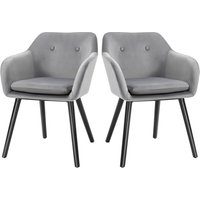 HOMCOM Esszimmerstühle 2er-Set Küchenstuhl mit Rückenlehne, Samtoptik, Polsterstuhl mit Buchenholzbeine, für Wohnzimmer, Grau, 54 x 56 x 74 cm   Aosom von HOMCOM