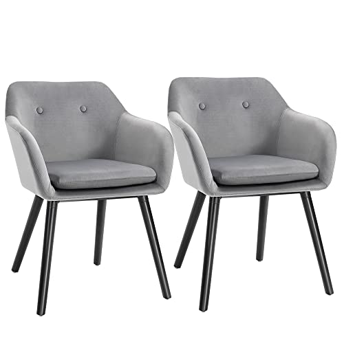 HOMCOM Esszimmerstühle 2er-Set Küchenstuhl mit Rückenlehne, Samtoptik, Polsterstuhl mit Buchenholzbeine, für Wohnzimmer, Grau, 54 x 56 x 74 cm HOMCOM Esszimmerstühle 2er-Set Küchenstuhl mit Rückenlehne, Samtoptik, Polsterstuhl mit Buchenholzbeine, für Wohnzimmer, Grau, 54 x 56 x 74 cm von HOMCOM