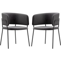 HOMCOM Esszimmerstühle 2er Set Küchenstuhl mit Rückenlehne, Stahlbeine, Polsterstuhl mit Samtoptik für Wohnzimmer, Küche, Grau 57 x 53 x 73 cm   Aosom von HOMCOM