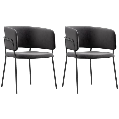HOMCOM Esszimmerstühle 2er Set Küchenstuhl mit Rückenlehne, Stahlbeine, Polsterstuhl mit Samtoptik für Wohnzimmer, Küche, Grau 57 x 53 x 73 cm HOMCOM Esszimmerstühle 2er Set Küchenstuhl mit Rückenlehne, Stahlbeine, Polsterstuhl mit Samtoptik für Wohnzimmer, Küche, Grau 57 x 53 x 73 cm von HOMCOM