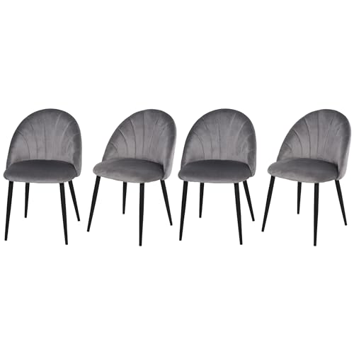 HOMCOM Esszimmerstühle 4er Set Küchenstuhl Wohnzimmerstuhl Polsterstuhl Bürostuhl mit Rückenlehne Skandi-Design Samt Metall Grau 52 x 54 x 79 cm HOMCOM Esszimmerstühle 4er Set Küchenstuhl Wohnzimmerstuhl Polsterstuhl Bürostuhl mit Rückenlehne Skandi-Design Samt Metall Grau 52 x 54 x 79 cm von HOMCOM