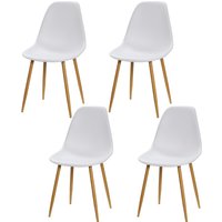 HOMCOM Esszimmerstühle 4er-Set Küchenstuhl mit Rückenlehne, Esszimmerstuhl mit Metallbeine, für Esszimmer, Wohnzimmer, 45 x 52 x 85,5 cm,  Weiß+Natur   Aosom von HOMCOM