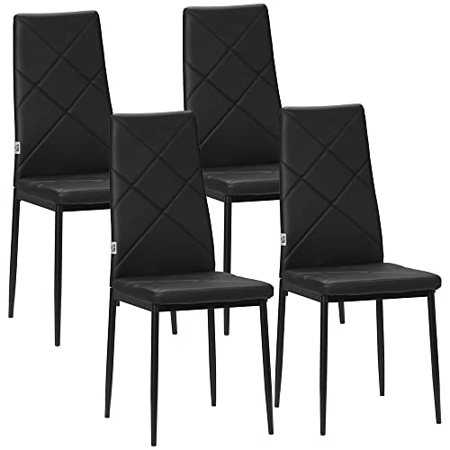 HOMCOM Esszimmerstühle 4er Set Küchenstuhl mit Rückenlehne, Kunstleder, Polsterstuhl mit Fußpolster, Wohnzimmerstuhl, Stühle mit Stahlbeine für Esstisch, Schwarz HOMCOM Esszimmerstühle 4er Set Küchenstuhl mit Rückenlehne, Kunstleder, Polsterstuhl mit Fußpolster, Wohnzimmerstuhl, Stühle mit Stahlbeine für Esstisch, Schwarz von HOMCOM