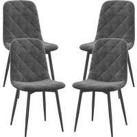 HOMCOM Esszimmerstühle 4er Set Küchenstuhl mit Rückenlehne, Samtoptik, Modern Sessel Polsterstuhl Stühle mit Stahlbeine für Esszimmer, Esstisch, Dunkelgrau   Aosom von HOMCOM