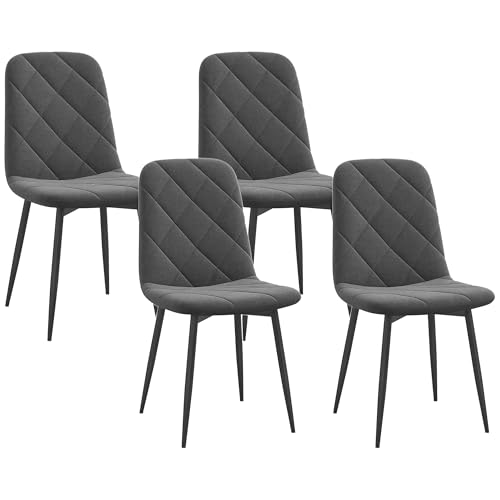 HOMCOM Esszimmerstühle 4er Set Küchenstuhl mit Rückenlehne, Samtoptik, Modern Sessel Polsterstuhl Stühle mit Stahlbeine für Esszimmer, Esstisch, Dunkelgrau HOMCOM Esszimmerstühle 4er Set Küchenstuhl mit Rückenlehne, Samtoptik, Modern Sessel Polsterstuhl Stühle mit Stahlbeine für Esszimmer, Esstisch, Dunkelgrau von HOMCOM