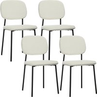 HOMCOM Esszimmerstühle 4er Set Küchenstuhl mit Rückenlehne, Samtoptik, Polsterstuhl, Stühle, Wohnzimmerstuhl mit Stahlbeine für Esstisch, Weiß   Aosom von HOMCOM