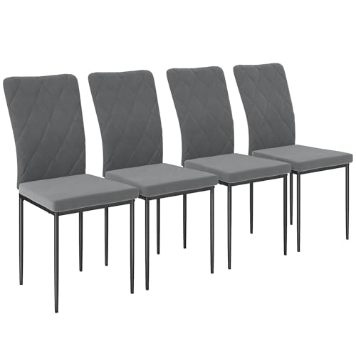 HOMCOM Esszimmerstühle 4er Set Küchenstuhl mit Rückenlehne, Samtoptik, gepolstert Polsterstuhl mit Stahlbeinen, Moderne Stühle, Wohnzimmerstuhl für Esszimmer, Wohnzimmer Dunkelgrau HOMCOM Esszimmerstühle 4er Set Küchenstuhl mit Rückenlehne, Samtoptik, gepolstert Polsterstuhl mit Stahlbeinen, Moderne Stühle, Wohnzimmerstuhl für Esszimmer, Wohnzimmer Dunkelgrau von HOMCOM