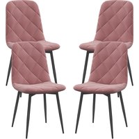 HOMCOM Esszimmerstühle 4er Set Küchenstuhl mit Rückenlehne, Samtoptik, Sessel Polsterstuhl mit Stahlbeine, Stühle, Wohnzimmerstuhl für Esstisch, Rosa   Aosom von HOMCOM