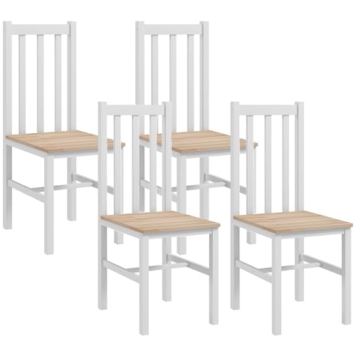 HOMCOM Esszimmerstühle 4er Set Küchenstuhl mit Rückenlehne, Stühle aus Kiefernholz, Wohnzimmerstuhl für Esstisch, Natur HOMCOM Esszimmerstühle 4er Set Küchenstuhl mit Rückenlehne, Stühle aus Kiefernholz, Wohnzimmerstuhl für Esstisch, Natur von HOMCOM