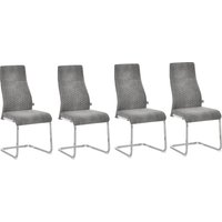 HOMCOM Esszimmerstühle 4er Set Küchenstuhl mit Rückenlehne Sitzfläche für Küche Wohnzimmer Velvet-Touch Stahl Grau 45 x 61 x 98 cm von HOMCOM