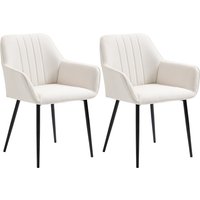 HOMCOM Esszimmerstühle Besucherstühle skandinavisches Design - Set mit 2 Stühlen - Schwarz abgeschrägte Metallbeine - Ergonomische Sitz- Rücken- und Armlehnenpolsterung - Beigefarbener Leinenbezug   Aosom von HOMCOM