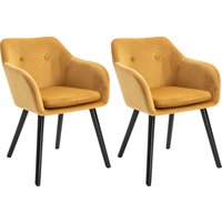 HOMCOM Esszimmerstühle Küchenstuhl skandinavisches Design - Set mit 2 - Schwarze Holzbeine - Senfgelbes Samt   Aosom von HOMCOM