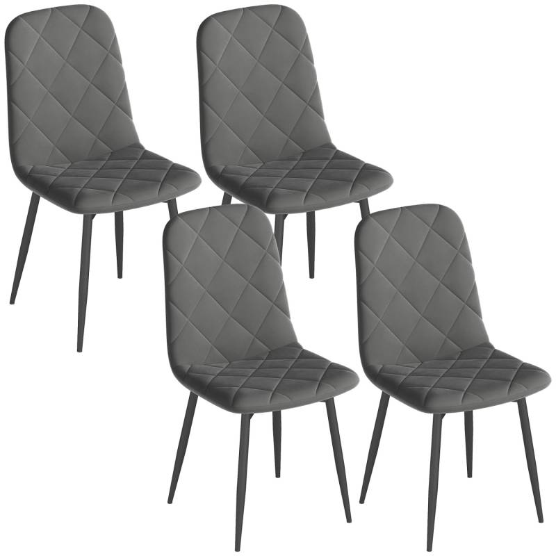 HOMCOM Esszimmerstühle Polyester Stahl 45L x 54B x 87H cm Grau von HOMCOM