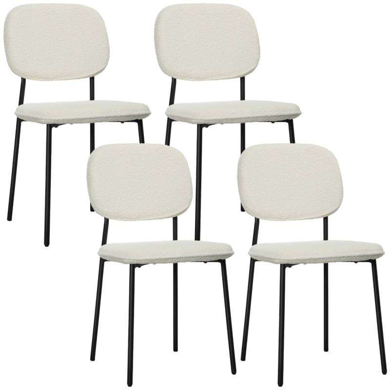 HOMCOM Esszimmerstühle Polyester Stahl 49L x 47B x 85H cm Weiß von HOMCOM